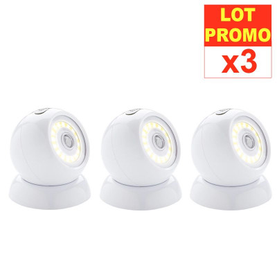 Promo 3 lampes led détecteur de présence, lumière capteur mouvement