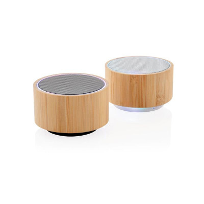 Mini enceinte bambou bluetooth avec haut parleur et lumière d'ambiance