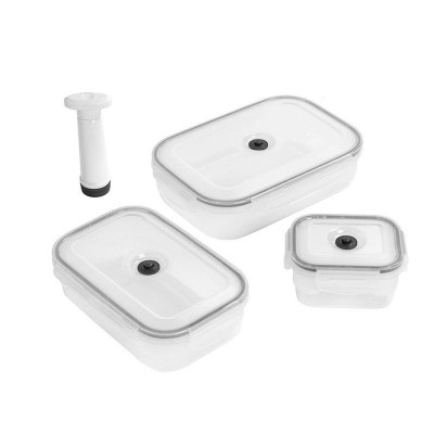 Lot de 3 boîtes alimentaires sous vide rectangulaires Aspifresh