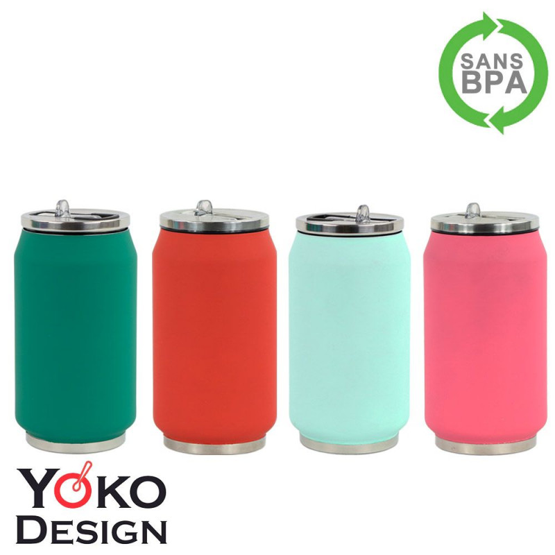 Canette Isotherme Yoko Design - Garde Vos Boissons Chaudes Ou Froides Plus Longtemps - 280 Ml - Jaune Citron