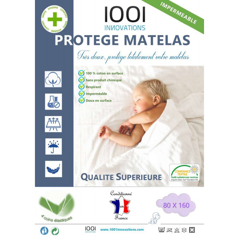 Protège-Matelas Molleton Pour Lit Voyage Bébé 96x66cm - Doux, Respirant & Lavable | Fabriqué Au Portugal - 5