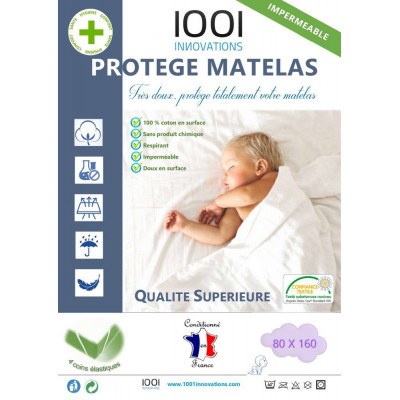 protège matelas respirant imperméable sans produit chimique 80x160 cm