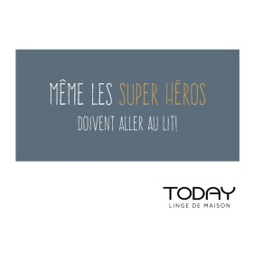Tapis Enfant Imprimé Heros En Coton - Bleu - 60x120 Cm - Today