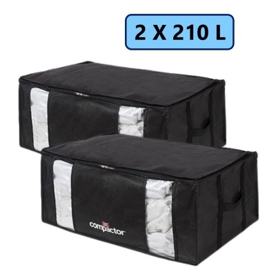 Promo Compactor 2 housses rangement sous vide XXL 210L, lots pas chers noir