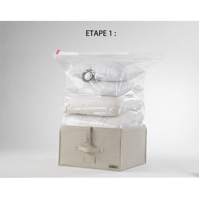 2.0 Housse de rangement sous vide, Beige, M, Gagnez 3 fois plus de place