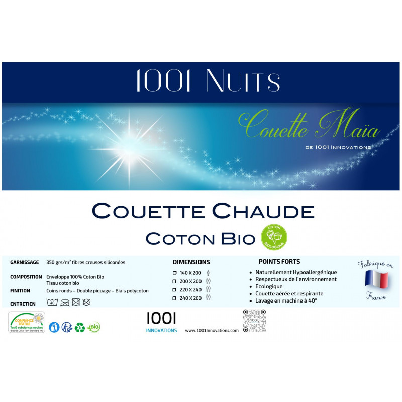 Couette coton bio Coline CAMIF, 4 saisons-240 x 220 cm