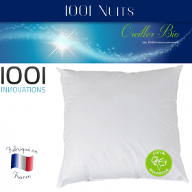 Oreiller Bio Coton 65x65 600gr fibres creuses siliconnée soufflée 1001 Innovations