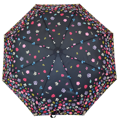 Parapluie Pliant Noir Petites Fleurs Colorées Neyrat
