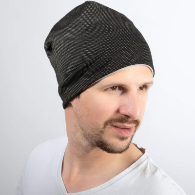 Beanie anti radiation noir, bonnet protection anti ondes pour la tête