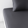 Drap Housse 160X200+30 2 personnes Coton 57 fils Gris foncé Fusain