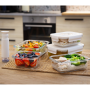 Lot de 3 boîtes alimentaires sous vide en VERRE + dateur et pompe intégrée