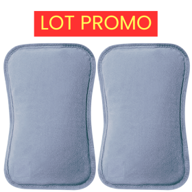 Lot promo 2 bouillottes électrique bleues avec pochette chauffe-mains ultra douce