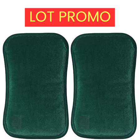 Lot promo 2 bouillottes électriques vertes avec pochette chauffe-mains ultra douce