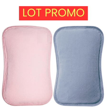 Lot promo 2 bouillottes électriques avec pochette chauffe-mains ultra douce