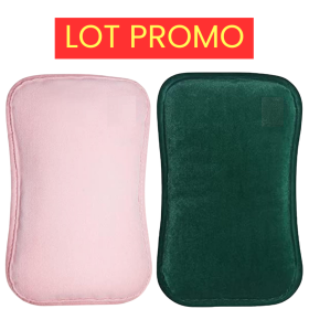 Lot promo 2 bouillottes électriques avec pochette chauffe-mains ultra douce