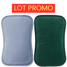 Lot promo 2 bouillottes électriques avec pochette chauffe-mains ultra douce