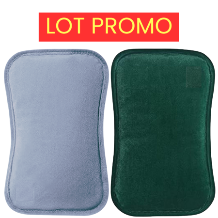 Lot promo 2 bouillottes électriques avec pochette chauffe-mains ultra douce