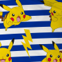 Parure de Lit Enfant Imprimée Réversible, PIKACHU Bleue électrique 140 x 200 cm avec taie d'oreiller en coton