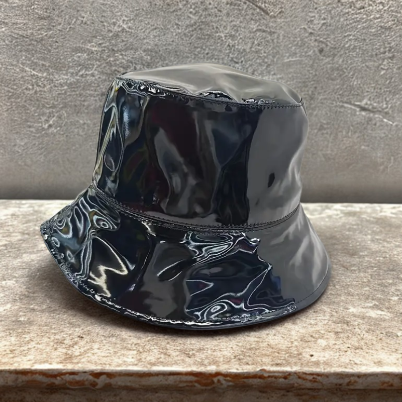 Chapeau De Pluie Imperméable Bleu Marine – Taille Unique, Vernis, Neuf Avec Étiquette