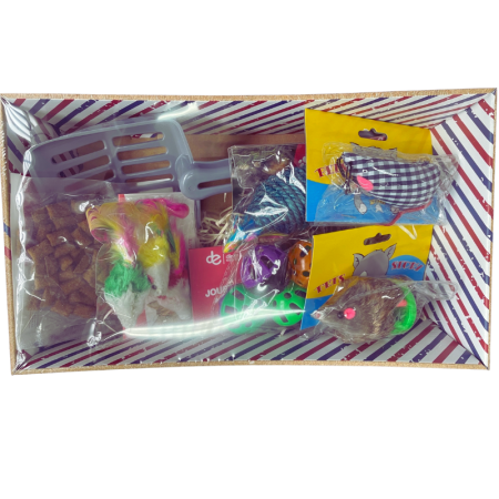 Panier coffret de jouets pour chat