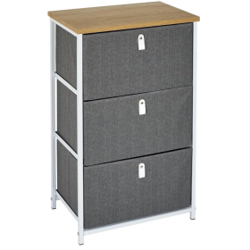 Meuble de rangement tiroirs en tissu plateau en bois