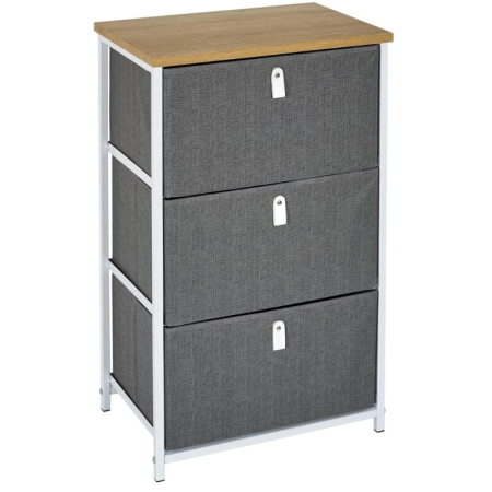 Meuble de rangement tiroirs en tissu plateau en bois