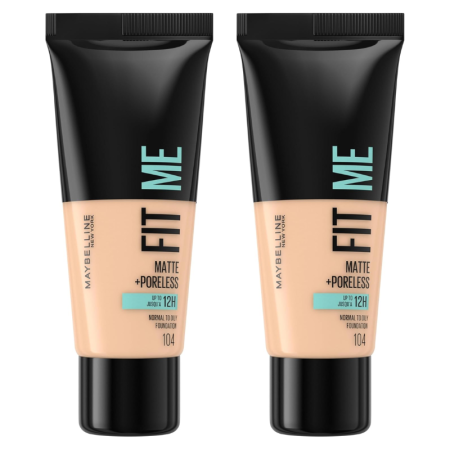 Lot de 2 Fond de teint Fluide Fit Me Matte & Poreless 104 Ivoire Rosé