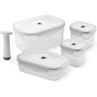 4 boîtes alimentaires sous vide rectangulaires Aspifresh sans BPA