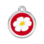 Médaille chien Red Dingo, acier inoxydable gravure personnalisée, marguerites