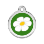 Médaille chien Red Dingo, acier inoxydable gravure personnalisée, marguerites