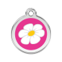 Médaille chien Red Dingo, acier inoxydable gravure personnalisée, marguerites