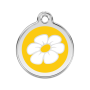 Médaille chien Red Dingo, acier inoxydable gravure personnalisée, marguerites