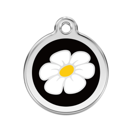 Médaille chien Red Dingo, acier inoxydable gravure personnalisée, marguerites