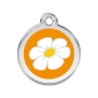 Médaille chien Red Dingo, acier inoxydable gravure personnalisée, marguerites