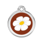 Médaille chien Red Dingo, acier inoxydable gravure personnalisée, marguerites