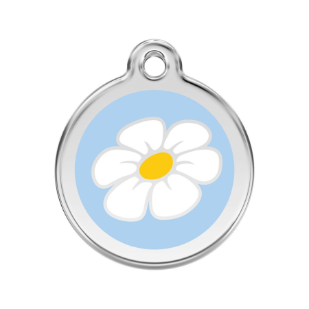 Médaille chien Red Dingo, acier inoxydable gravure personnalisée, marguerites