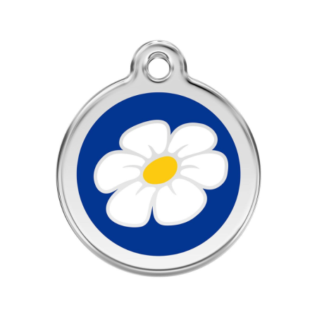 Médaille chien Red Dingo, acier inoxydable gravure personnalisée, marguerites