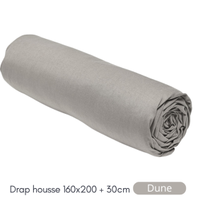 Drap Housse 160X200+30 2 personnes Coton 57 fils Dune