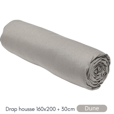 Drap Housse 160X200+30 2 personnes Coton 57 fils Dune