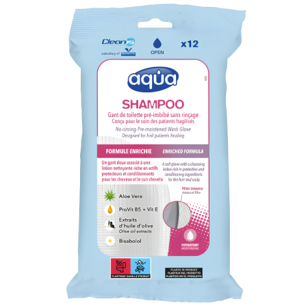 Gants pré-imbibés Aqua Shampoo Cleanis