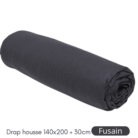 copie de Drap Housse 140X200+30 2 personnes Coton 57 fils Gris foncé Fusain