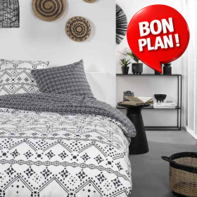 Parure de couette zippée 240x260, linge de lit 2 personnes 100% coton