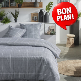 Parure de lit Mawira carreaux gris acier 240x260 cm
