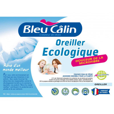 Lot promo 2 oreillers écologiques Bleu Câlin