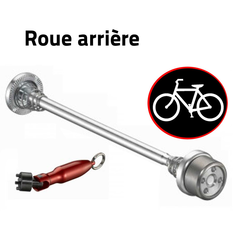 Antivol VTT à clé bicyclette et vélo, axe de roue arrière Anti-Vandale