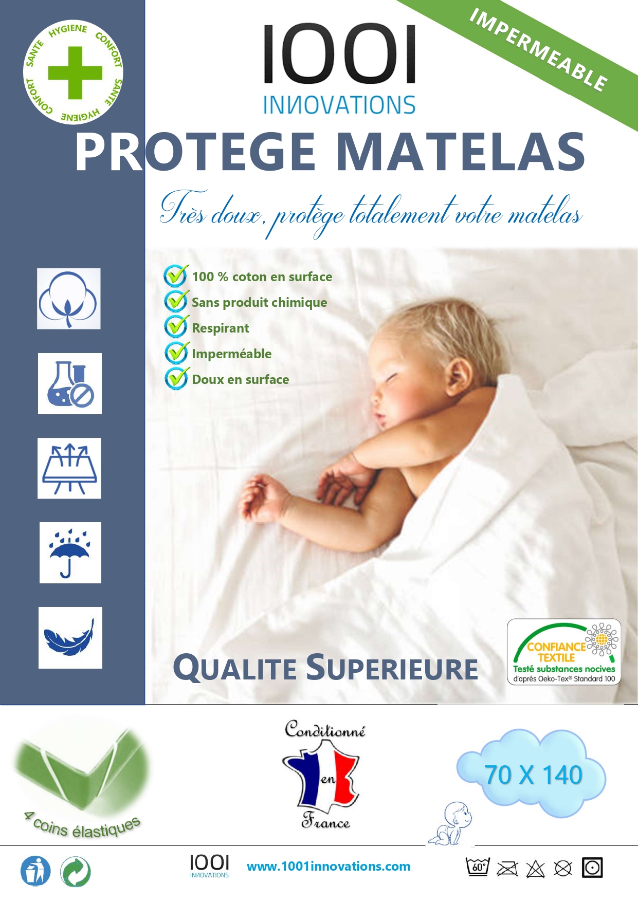 protège matelas respirant imperméable sans produit chimique