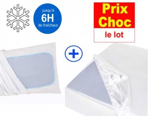 Lot promo de sur-matelas et sur-oreiller rafraîchissants et refroidissants CoolComfort 