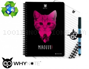 Kit WhyNote A5 bloc notes réutilisable avec couverture chat