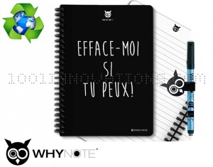 Kit WhyNote avec bloc note réutilisable et couverture efface moi si tu peux