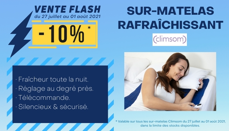 -10% sur les sur-matelas rafraîchissants Climsom